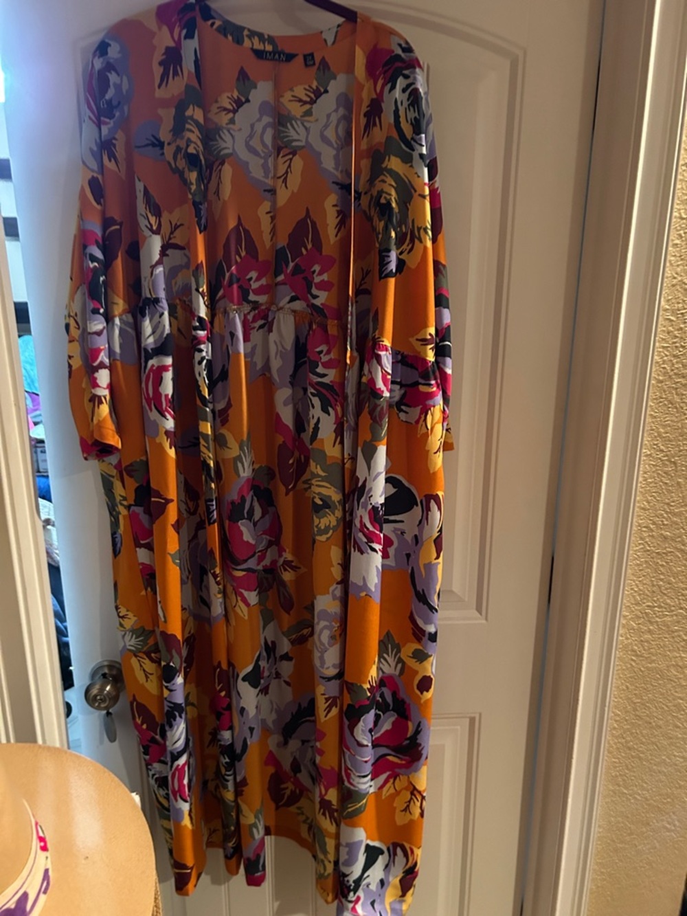 IMAN Golden Mustard Floral Maxi  Duster